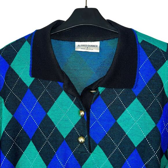 Vintage Harlequin Sweater Polo Argyle Retro - Picture 2 of 5